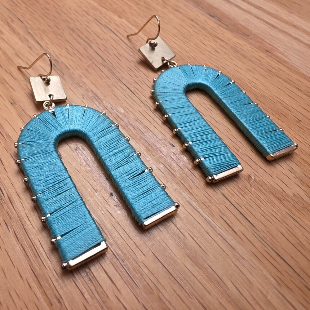 Etsy Blue Arch Shiny Thread Drop Dangle Earrings Etsy